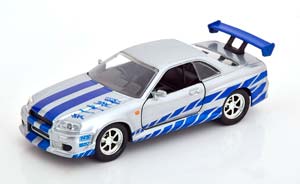 NISSAN SKYLINE GT-R BNR34 FAST AND FURIOUS, BRIAN, SILVER BLUE