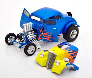 WILLYS GASSER HOT ROD 1933 BLUE YELLOW — фото 4