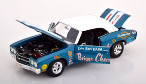 CHEVROLET CHEVELLE CABRIO BRIGGS DRAG CAR 1970 BLUEMETALLIC WHITE — фото 3