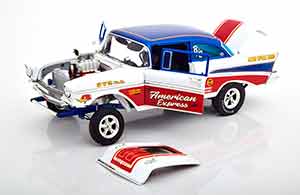 CHEVROLET BEL AIR GASSER AMERICAN EXPRESS 1957 WHITE RED BLUE — фото 3