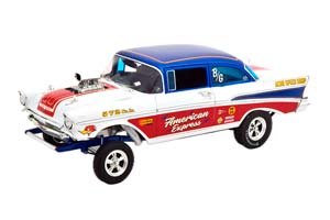 CHEVROLET BEL AIR GASSER AMERICAN EXPRESS 1957 WHITE RED BLUE
