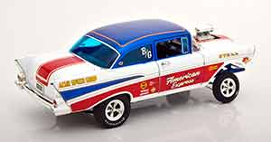 CHEVROLET BEL AIR GASSER AMERICAN EXPRESS 1957 WHITE RED BLUE — фото 2