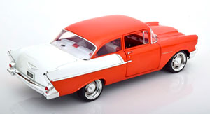 CHEVROLET 150 CUSTOM CRUISER 1957 ORANGE-METALLIC WHITE — фото 2