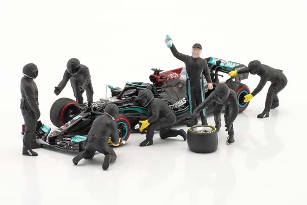 FORMULA 1 PIT CREW FIGURE SET #3 TEAM BLACK / ФОРМУЛА-1 ПИТ КРЕВ ФИГУРКА НАБОР КОМАНДА ЧЕРНЫЙ