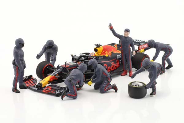 FORMULA 1 PIT CREW FIGURE SET #3 TEAM BLUE / ФОРМУЛА-1 ПИТ КРЕВ ФИГУРКА НАБОР КОМАНДА СИНИЙ