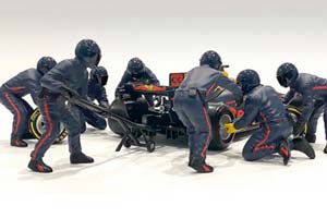 RED BULL CREW SET 7 FIGURINES WITH ACESSORIES WITH DECALS | RED BULL  НАБОР ИЗ 7-МИ ФИГУРОК МЕХАННИКОВ РЕД БУЛЛ 2022 С ДЕКАЛЯМИ — фото 3