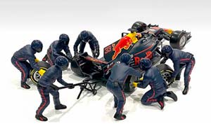 RED BULL CREW SET 7 FIGURINES WITH ACESSORIES WITH DECALS | RED BULL  НАБОР ИЗ 7-МИ ФИГУРОК МЕХАННИКОВ РЕД БУЛЛ 2022 С ДЕКАЛЯМИ — фото 2