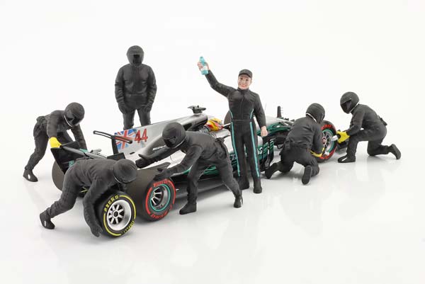 FORMULA 1 PIT CREW FIGURE SET #3 TEAM BLACK / ФОРМУЛА-1 ПИТ КРЕВ ФИГУРКА НАБОР КОМАНДА ЧЕРНЫЙ — фото 2