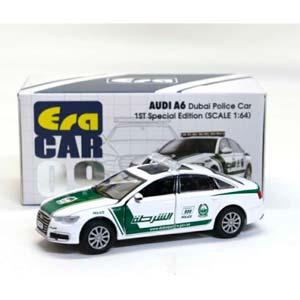 AUDI A6 2009 ПОЛИЦИЯ ДУБАЯ, ЗЕЛЕНЫЙ С БЕЛЫМ (ДЛИНА МОДЕЛИ 6-10 СМ)