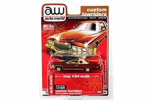 CADILLAC COUPE DEVILLE LOWRIDER 1976 КРАСНЫЙ С БЕЛЫМ И ЗОЛОТИСТЫМИ ДИСКАМИ (ДЛИНА МОДЕЛИ 6-10 СМ) — фото 3