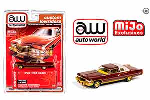 CADILLAC COUPE DEVILLE LOWRIDER 1976 КРАСНЫЙ С БЕЛЫМ И ЗОЛОТИСТЫМИ ДИСКАМИ (ДЛИНА МОДЕЛИ 6-10 СМ) — фото 2