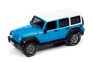 JEEP WRANGLER JK UNLIMITED SPORT 2018 CHIEF BLUE WITH WHITE ROOF & WHITE SIDE STRIPES (ГОЛУБОЙ С БЕЛЫМ) (ДЛИНА МОДЕЛИ 6-10 СМ)
