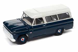 CHEVROLET SUBURBAN 1966 DARK BLUE BODY WITH WHITE ROOF (СИНИЙ С БЕЛЫМ) (ДЛИНА МОДЕЛИ 6-10 СМ) — фото 5