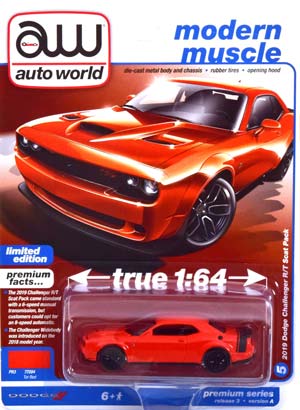 DODGE CHALLENGER R/T SCAT PACK 2019 RED BLACK (ДЛИНА МОДЕЛИ 6-10 СМ)