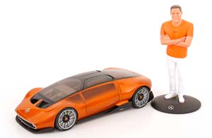 MERCEDES VISION ONE ELEVEN SET WITH FIGURINE 2023 ORANGE METALLIC/BLACK