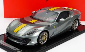 FERRARI 812 COMPETIZIONE 2021 - CON VETRINA - WITH SHOWCASE, GRIGIO COBURN YELLOW - GREY MET