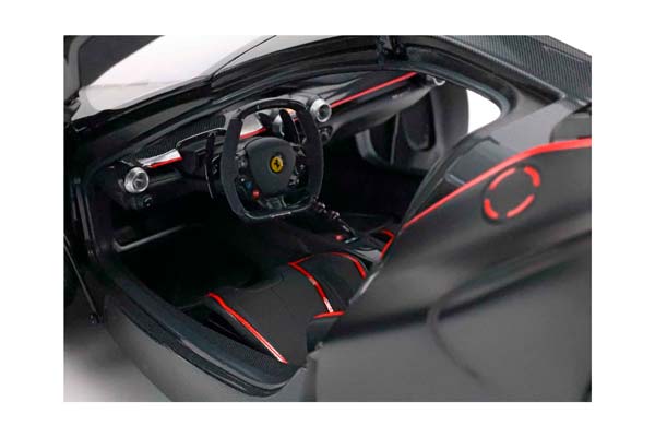 FERRARI LAFERRARI MATT BLACK WITH RED STRIPES FERNANDO ALONSO ECO LEATHER BASE - DISPLAY CASE INCLUDED / ФЕРРАРИ ЛАФЕРРАРИ МАТТ ПОЛОСЫ ФЕРНАНДО АЛОНСО ЕКО ЛЕАТХЕР БАЗА 1:18 КРАСНЫЙ — фото 6
