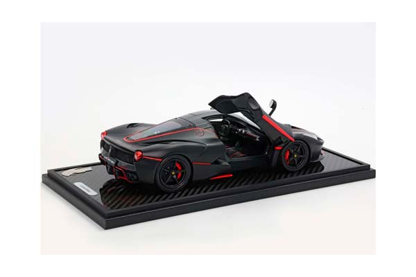 FERRARI LAFERRARI MATT BLACK WITH RED STRIPES FERNANDO ALONSO REAL CARBON BASE - DISPLAY CASE INCLUDED / ФЕРРАРИ ЛАФЕРРАРИ МАТТ ПОЛОСЫ ФЕРНАНДО АЛОНСО РЕАЛ КАРБОН БАЗА 1:18 КРАСНЫЙ — фото 2