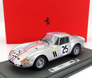FERRARI 250 GTO 3.0L V12 COUPE TEAM ECURIE FRANCORCHAMPS #25 4TH 24H LE MANS (1963) LEON DERNIER ELDE - PIERRE DUMAY - CON VETRINA - WITH SHOWCASE, SILVER