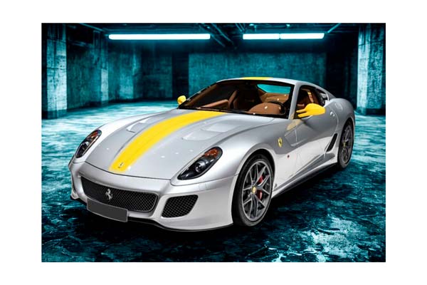 FERRARI 599 GTO 2010 - MADE IN ITALY ARGENTO NURBURGRING WITH YELLOW STRIPE / ФЕРРАРИ 599 ГТО 2010 1:18 ЖЕЛТЫЙ