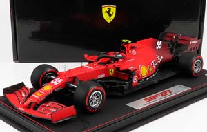 FERRARI F1 SF21  TEAM SCUDERIA FERRARI MISSION WINNOW N 55 5TH EMILIA ROMAGNA ITALY GP - SOFT RED TIRES 2021 CARLOS SAINZ JR. - CON VETRINA - WITH SHOWCASE, RED
