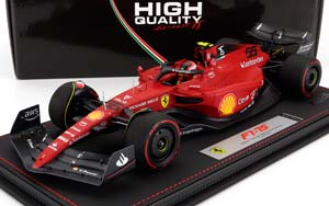 FERRARI F1-75 TEAM SCUDERIA FERRARI N 55 2ND BAHRAIN GP 2022 CARLOS SAINZ - CON VETRINA - WITH SHOWCASE, RED
