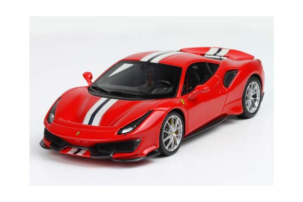 FERRARI 488 PISTA METALLIC ROSSO CORSA WITH STRIPE ARGENTO NURBURGRING AND BLU AMERICA AND YELLOW BRAKES / ФЕРРАРИ 488 ПИСТА МЕТАЛЛИК ПОЛОСА НУРБУРГРИНГ АМЕРИКА БРАКЕС 1:43 КРАСНЫЙ