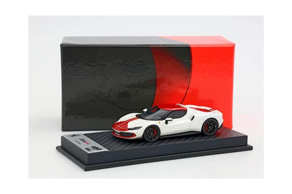 FERRARI 296 ASSETTO FIORANO FUJI WHITE GLOSS AND DARK RED ROOF / ФЕРРАРИ 296 АССЕТТО ФУДЖИ ГЛОСС ДАРК РООФ 1:43 КРАСНЫЙ — фото 3