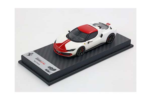 FERRARI 296 ASSETTO FIORANO FUJI WHITE GLOSS AND DARK RED ROOF / ФЕРРАРИ 296 АССЕТТО ФУДЖИ ГЛОСС ДАРК РООФ 1:43 КРАСНЫЙ