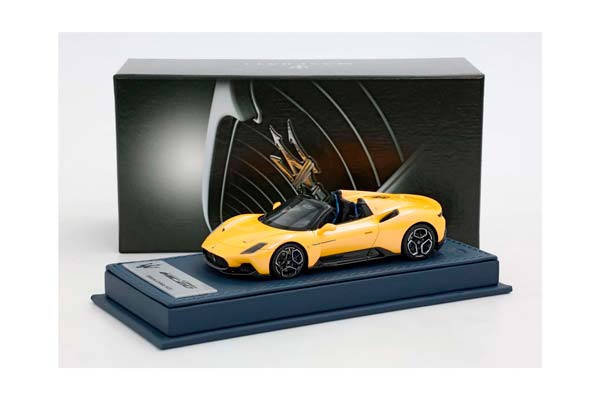 MASERATI MC20 CIELO - GENUINE LEATHER BASE YELLOW GENIO - BIRDCAGE RIMS / МАЗЕРАТИ МС20 КИЕЛО 1:43 ЖЕЛТЫЙ — фото 4