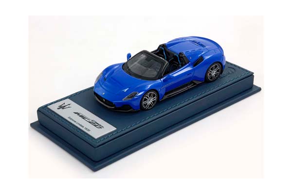 MASERATI MC20 CIELO - GENUINE LEATHER BASE BLUE INFINITO - MMXX DESIGN RIMS / МАЗЕРАТИ МС20 КИЕЛО 1:43 СИНИЙ