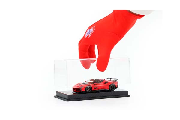 FERRARI SF90 XX SPIDER RACE N.16 RED CORSA 322 AND CARBON BASE / ФЕРРАРИ СФ90 КСКС СПАЙДЕР РАКЕ № 16 322 КАРБОН БАЗА 1:43 КРАСНЫЙ — фото 3