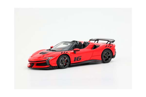FERRARI SF90 XX SPIDER RACE N.16 RED CORSA 322 AND CARBON BASE / ФЕРРАРИ СФ90 КСКС СПАЙДЕР РАКЕ № 16 322 КАРБОН БАЗА 1:43 КРАСНЫЙ — фото 4