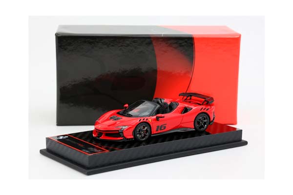 FERRARI SF90 XX SPIDER RACE N.16 RED CORSA 322 AND CARBON BASE / ФЕРРАРИ СФ90 КСКС СПАЙДЕР РАКЕ № 16 322 КАРБОН БАЗА 1:43 КРАСНЫЙ — фото 7