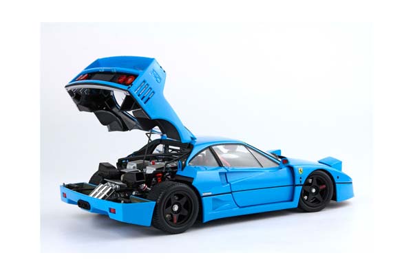 FERRARI F40 LIGHT BLUE WITH ITALIAN FLAG STRIPE AND BLACK RIMS BBR-KYOSHO / ФЕРРАРИ Ф40 ЛИГХТ ИТАЛИАН ФЛАГ ПОЛОСА ДИСКИ ББР-КИОСХО 1:18 ГОЛУБОЙ — фото 5