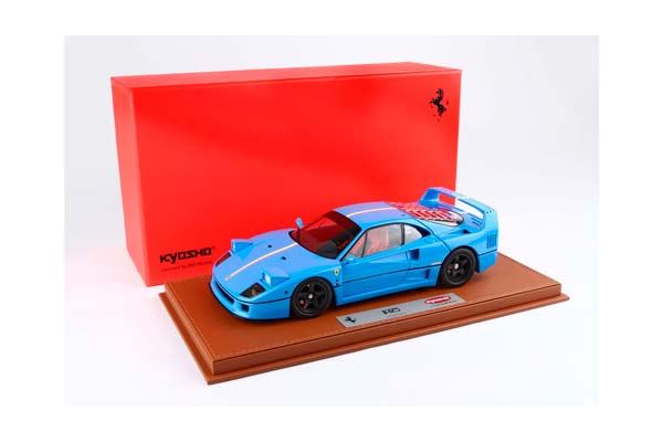 FERRARI F40 LIGHT BLUE WITH ITALIAN FLAG STRIPE AND BLACK RIMS BBR-KYOSHO / ФЕРРАРИ Ф40 ЛИГХТ ИТАЛИАН ФЛАГ ПОЛОСА ДИСКИ ББР-КИОСХО 1:18 ГОЛУБОЙ — фото 8