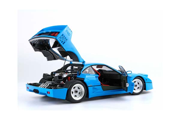 FERRARI F40 LIGHT BLUE WITH ITALIAN FLAG STRIPE AND SILVER RIMS BBR-KYOSHO / ФЕРРАРИ Ф40 ЛИГХТ ИТАЛИАН ФЛАГ ПОЛОСА ДИСКИ ББР-КИОСХО 1:18 ГОЛУБОЙ — фото 3