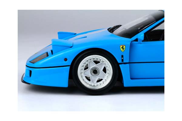 FERRARI F40 LIGHT BLUE WITH ITALIAN FLAG STRIPE AND SILVER RIMS BBR-KYOSHO / ФЕРРАРИ Ф40 ЛИГХТ ИТАЛИАН ФЛАГ ПОЛОСА ДИСКИ ББР-КИОСХО 1:18 ГОЛУБОЙ — фото 5