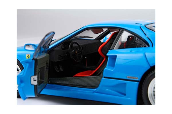 FERRARI F40 LIGHT BLUE WITH ITALIAN FLAG STRIPE AND SILVER RIMS BBR-KYOSHO / ФЕРРАРИ Ф40 ЛИГХТ ИТАЛИАН ФЛАГ ПОЛОСА ДИСКИ ББР-КИОСХО 1:18 ГОЛУБОЙ — фото 6