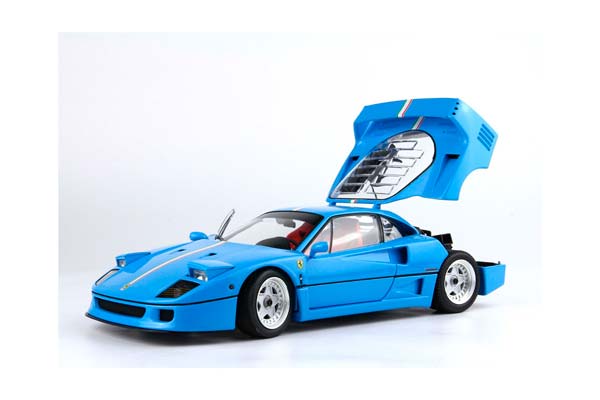 FERRARI F40 LIGHT BLUE WITH ITALIAN FLAG STRIPE AND SILVER RIMS BBR-KYOSHO / ФЕРРАРИ Ф40 ЛИГХТ ИТАЛИАН ФЛАГ ПОЛОСА ДИСКИ ББР-КИОСХО 1:18 ГОЛУБОЙ — фото 9
