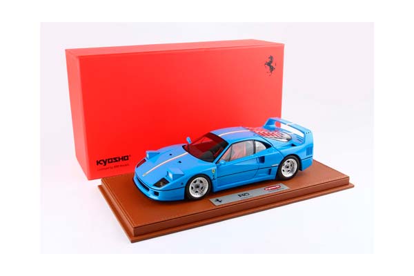 FERRARI F40 LIGHT BLUE WITH ITALIAN FLAG STRIPE AND SILVER RIMS BBR-KYOSHO / ФЕРРАРИ Ф40 ЛИГХТ ИТАЛИАН ФЛАГ ПОЛОСА ДИСКИ ББР-КИОСХО 1:18 ГОЛУБОЙ — фото 10
