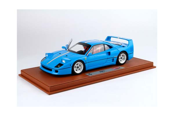 FERRARI F40 LIGHT BLUE WITH ITALIAN FLAG STRIPE AND SILVER RIMS BBR-KYOSHO / ФЕРРАРИ Ф40 ЛИГХТ ИТАЛИАН ФЛАГ ПОЛОСА ДИСКИ ББР-КИОСХО 1:18 ГОЛУБОЙ