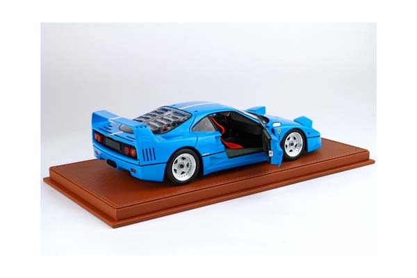 FERRARI F40 LIGHT BLUE WITH ITALIAN FLAG STRIPE AND SILVER RIMS BBR-KYOSHO / ФЕРРАРИ Ф40 ЛИГХТ ИТАЛИАН ФЛАГ ПОЛОСА ДИСКИ ББР-КИОСХО 1:18 ГОЛУБОЙ — фото 2