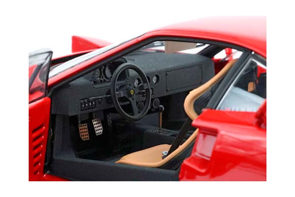 FERRARI F40 1987 ROSSO CORSA - MANSELL - FULL OPEN DIECAST WITH SCHEDONI BOOK AND SUITCASE MINIATURE / ФЕРРАРИ Ф40 1987 1:18 КРАСНЫЙ — фото 5