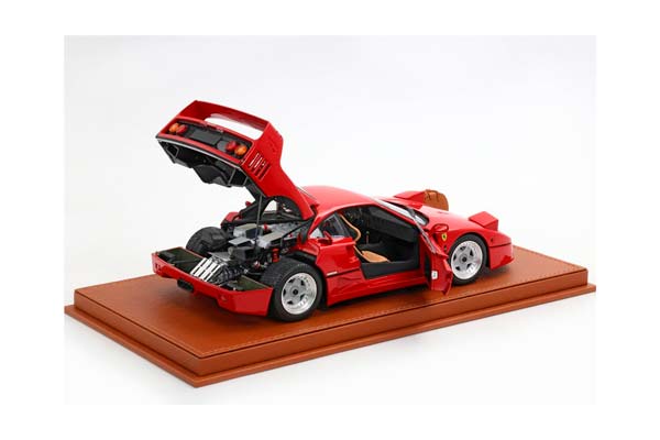 FERRARI F40 1987 ROSSO CORSA - MANSELL - FULL OPEN DIECAST WITH SCHEDONI SUITCASE MINIATURE / ФЕРРАРИ Ф40 1987 1:18 КРАСНЫЙ — фото 2