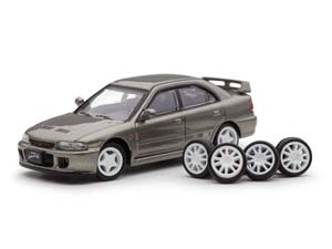 MITSUBISHI LANCER EVOLUTION II GSR (ЛЕВОРУЛЬНЫЙ) СЕРЫЙ (С ДОП.НАБОРОМ КОЛЕС) (ДЛИНА МОДЕЛИ 6-10 СМ)