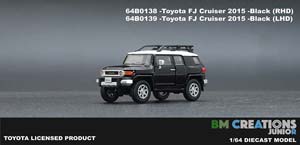 TOYOTA FJ CRUISER 2015 (ЛЕВОРУЛЬНЫЙ) ЧЕРНЫЙ С БЕЛОЙ КРЫШЕЙ (ДЛИНА МОДЕЛИ 6-10 СМ)