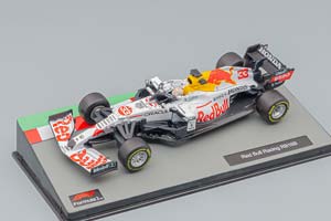 RED BULL F1 RB16B HONDA RA620H TEAM ASTON MARTIN N33 2ND TURKISH GP MAX VERSTAPPEN 2021 WORLD CHAMPION - CON PILOTA E VETRINA - WITH PILOT AND SHOWCASE, WHITE YELLOW RED