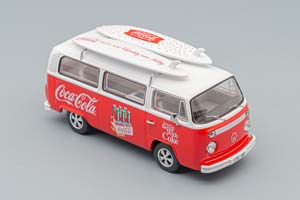 VW VOLKSWAGEN T1 MINIBUS COCA-COLA WITH SURFBOARD 1961, WHITE RED — фото 4