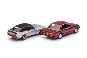 FORD CAPRI MK2 X-PACK СЕРЕБРИСТЫЙ С ЧЕРНЫМ И FORD GRANADA MK2 2.8I GHIA БОРДОВЫЙ — фото 2